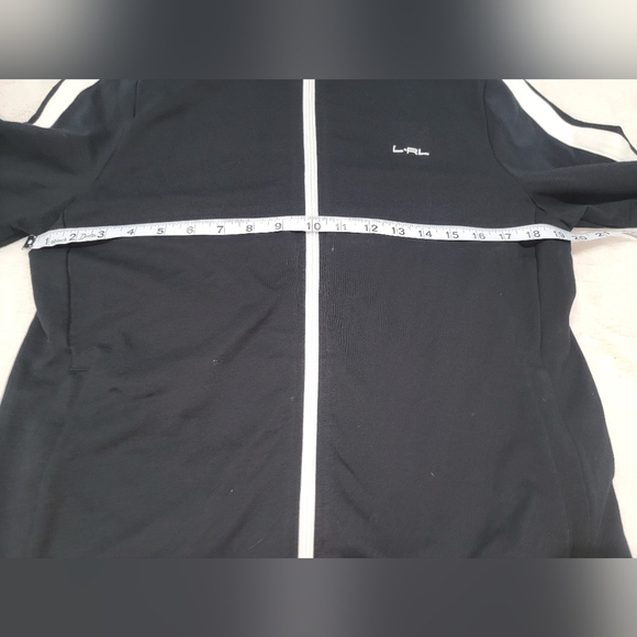Lauren Ralph Lauren Black Zip Up Sweater with Sporty Stripes - Picture 6 of 10